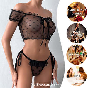 Лидер продаж, Женский эротический кружевной бюстгальтер и трусики, комплект нижнего белья, прозрачные сексуальные двойки, ODM поставка - Product Image 3