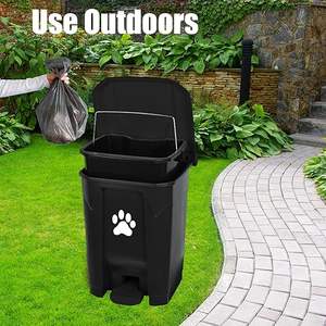 Poubelle à caca pour chien à l'extérieur avec couvercle Conteneur à déchets pour chien Pédale mains libres Jardin Cour Maison avec sacs à déchets15 L Gris - Product Image 6