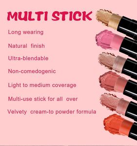 ผู้จำหน่ายเครื่องสำอางขายส่ง Ulikeke บลัชออนแบบผลิตภายใต้แบรนด์ส่วนตัว โลโก้สั่งทำได้ บลัชออนสองด้านพร้อมแปรง บลัชออนเนื้อครีมแบบแท่ง กันน้ำ - Product Image 4