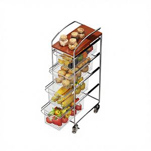 Nuovo Carrello Portaoggetti da <span class=keywords><strong>Cucina</strong></span> 2025, Scaffale Multifunzionale con Ripiani Estraibili per Frutta e Verdura in Legno - Product Image 1