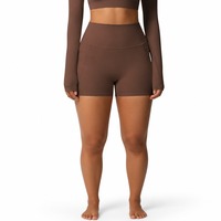 Shorts de yoga taille haute pour femmes OEM avec poches latérales, coutures plates, compression, large ceinture, style cycliste, vêtements de sport, vente en gros