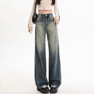 Pantalones Vaqueros de Pierna Ancha de Cintura Alta, Estilo Retro Americano, Lujo Discreto, para Mujer, Primavera-Otoño 2025 |   Pantalones Vaqueros para Mujer - Product Image 3
