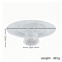 Groothandel Eco-vriendelijke BPA-vrije glazen schaal met concentrische ribben, helder glas, vaatwasserbestendig, voor fruit, dessert, taart, thuisgebruik
