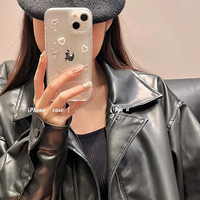 Coque transparente pour iPhone 14 avec strass en forme de cœur, style coréen, pour iPhone 16, pour femmes, pour 15 Pro Max, 14 Plus, 13, 17