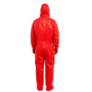 Combinaisons de protection jetables Hubei Haixin avec capuche, gants et couvre-chaussures - Achat en gros de combinaisons de sécurité rouges - Product Image 3
