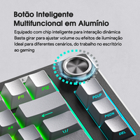 Clavier à membrane IP75 Pro Tri-mode, disposition espagnole, 80 touches, rétroéclairage RVB, batterie 4000 mAh, sensation mécanique, clavier de bureau avec bouton rotatif