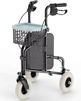 Chariot de courses léger à trois roues pour seniors, pliable, avec panier en fil métallique pour les courses d'épicerie