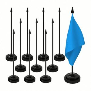 ธงตั้งโต๊ะลายตารางหมากรุกสีสันสดใส ทนทานต่อการซีดจาง พร้อมฐานตั้งและเสา สำหรับสำนักงานหรือพื้นที่ทำงานของผู้ที่ชื่นชอบการแข่งรถ - Product Image 5