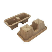 Porte-gobelet jetable à 2 tasses Plateau à café moulé en pulpe Transporteur de gobelets en papier écologique