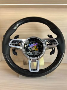Volante Estándar de Cuero Negro para Porsches Panamera Cayenne Macan 911 997 991 970 971 Boxster <span class=keywords><strong>Cayman</strong></span> - Product Image 5