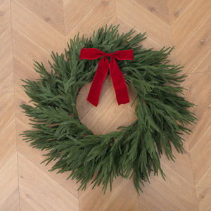 Handmade Norfolk Pine <b>Plastic</b> Christmas Wreath with Soft Material Feeling Pine Needles - Product Image 1