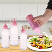 Bouteilles souples en plastique rose PE de qualité alimentaire pour l'extérieur, 8oz, 12oz, 16oz, pour condiments, ketchup, miel, sauces piquantes