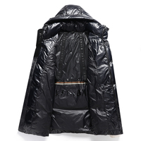 Veste d'hiver personnalisée pour hommes taille plus courte à capuche bulle bouffant finition brillante fermeture à glissière imperméable logo personnalisé velours
