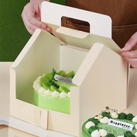Boîte à gâteau en papier blanc écologique avec poignée et fenêtre transparente, emballage portable pour cupcakes et pâtisseries, pour gâteaux de 4/6/8 pouces
