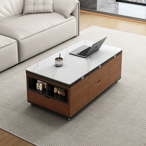 NKAHS Modern Wood Coffee <b>Table</b> with Storage Shelf <b>and</b> Drawers for Living Room Furniture - Product Image 5