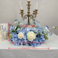 Fleurs décoratives bleues artificielles, couronnes et plantes bleu clair pivoine hortensia couronne de fleurs en soie mélangée centre de table