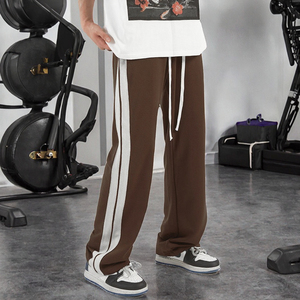 Venta al por mayor de pantalones casuales de cintura media de pierna recta Jogger Custom Side Stripe Hombres Gimnasio Deporte - Product Image 2