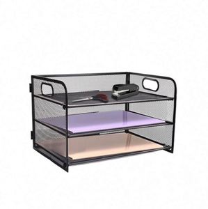 Paper Letter <b>Tray</b> with Handle 3 Tier Metal Mesh Desk <b>File</b> Organizer A4 Paper Filing <b>Trays</b>, Desk Tidy Magazine Document Holder - Product Image 4