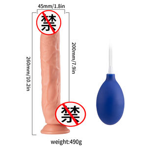 Realista Squirting Dildo Ejacular Pênis para Iniciantes para Hands-Free Play Dildo macio com eixo curvo e bolas - Product Image 4