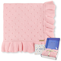 Copertina per Neonati Pinuotu 40x31 Pollici, Coperta Morbida e Accogliente con Bordo Arricciato e Lavorazione a Punto Traforato (Campione Gratuito)
