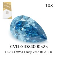 Diamant bleu fantaisie de haute qualité CVD 1 carat 1,2 carat 1,8 carat Diamant bleu de laboratoire certifié GEMID Diamant bleu cultivé en laboratoire