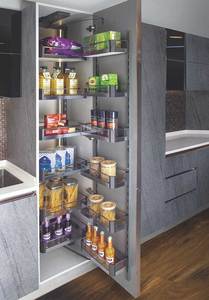 Modern Design Wide Pull-Out Tall Larder <b>Unit</b> Glass <b>Storage</b> Pantry Organizer Set Supplies for <b>Kitchen</b> Installation in Cabinets Pa - Product Image 3