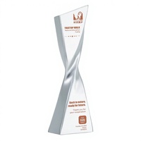 Nouveau Trophée torsadé en résine, style sportif, rouge et bleu, avec impression UV, boîte cadeau, durable, logo personnalisé, faible MOQ
