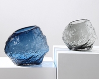 Vase en verre soufflé à la main RYLAVA, texture rocheuse irrégulière, pour mariage, hydroponie, décoration minimaliste moderne, arrangement floral, décoration de table