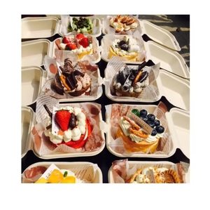 กล่องเบอร์เกอร์เยื่อไม้ไผ่สีขาวแบบย่อยสลายได้ตามธรรมชาติพิมพ์ลาย CMYK/Pantone เคลือบด้านอาหารชานอ้อย - Product Image 1