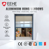 Fenêtre coulissante verticale en aluminium EEHE certifiée CE, à rupture de pont thermique, coupe-vent, anti-chute, à guillotine simple, insonorisée