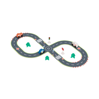 Juego de construcción de carreteras de Ciudad de madera para niños, juguetes de ranura para coche de carreras de vía férrea para niños