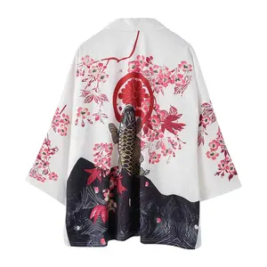 2022 Chinese Style Summer New Men's National Hanfu Cloak Kimono Cardigan Thin Half-sleeved Road Robe Top for Men