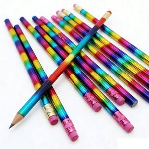 Crayons de couleur arc-en-ciel de haute qualité 4 en 1 avec corps laser, pour l'école, cadeaux promotionnels personnalisés - Product Image 1