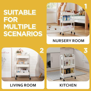 Carrito Rodante Utilitario de 3 Niveles con Ruedas, Carrito Organizador Multifuncional de Metal para <span class=keywords><strong>Cocina</strong></span>, Oficina, Sala de Estar - Product Image 5