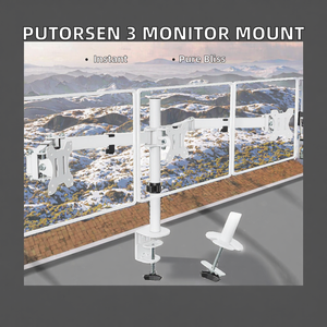 <span class=keywords><strong>PUTORSEN</strong></span> ขาตั้งจอแบบตั้งโต๊ะ 3 จอสำหรับทีวี LCD/LED ขนาด 24 นิ้ว โลหะผสมเหล็ก 7 กก./จอภาพ รับน้ำหนัก 90 องศา ปรับเอียงได้ 360 องศา หมุนได้ ปรับความสูงได้ สีขาว - Product Image 2