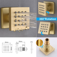 Système de douche de plafond LED 12 pouces en laiton brossé doré, style hôtelier moderne, avec jets doux massants et affichage de la température