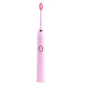 Individuelle elektrische Zahnbürste rosa mit 600 mAh Akku 5 Modi Vibrationsfrequenz 2 Stück Ersatzzähler
