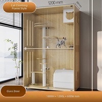 Nouvelle Arrivée Villa Moderne de Luxe pour Chat, Grande Enclos en Bois Massif, Structure d'Escalade, Porte en Verre Trempé, Maisons Multifonctionnelles
