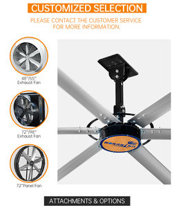 Ventilateur de plafond commercial HVLS de 16 pieds pour grands espaces – Refroidissement à haut volume et basse vitesse pour églises, entrepôts, gymnases |   Ventilateur à économie d'énergie de grande taille - Product Image 3