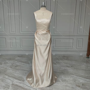 Simple Satin parole longueur <span class=keywords><strong>mariage</strong></span> soirée robe de soirée mariée invité robe robes de bal demoiselle d'honneur Maxi Robe mode tenue #17010 - Product Image 3