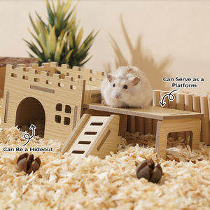 Vente en gros d'usine - Cachette carrée classique pour hamster en bois massif naturel, écologique, robuste, durable et imperméable pour petits animaux d'intérieur - Product Image 5