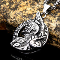 Yunnique – pendentif vintage en acier inoxydable, guerrier spartiate, dragon, design géométrique, bijoux à la mode pour hommes, chaînes cadeaux