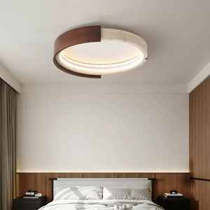 โคมไฟเพดานห้องนอนสไตล์มินิมอล วินเทจ ไม้สีเหลือง หินอ่อนทรงกลม - Product Image 3