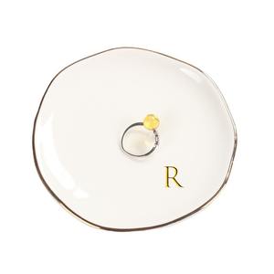 Bandeja de Joyería de Cerámica Redonda con Borde Dorado Personalizada, Plato para Anillos y Collares - Product Image 5