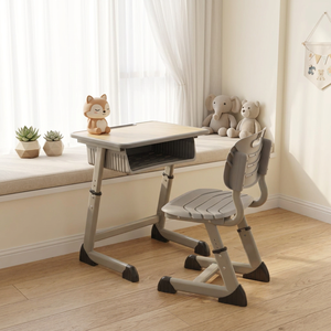Ensemble bureau et chaise pour centre <span class=keywords><strong>de</strong></span> formation, table d'écriture pour étudiants <span class=keywords><strong>à</strong></span> hauteur réglable multi-niveaux - Product Image 1