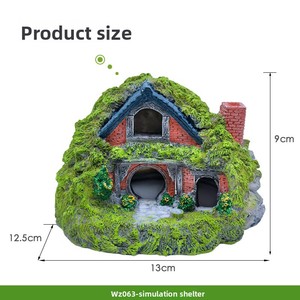 Hobbit Cottage - Decoración de acuario de doble capa con paisaje de rocas artificiales para reptiles y peces, accesorio para acuario. - Product Image 4