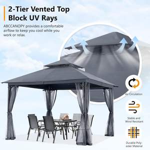ABCCANOPY Gazebo en métal, Gazebo fixe, Pavillons en bois, Pavillons en métal, Pavillon à double toit, Moustiquaire, <span class=keywords><strong>Abri</strong></span> solaire - Product Image 4