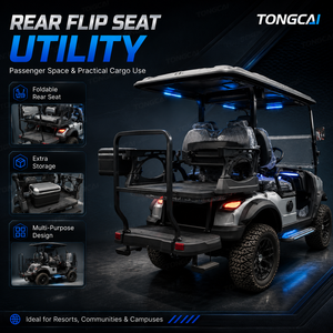 รถกอล์ฟ TongCai สำหรับสั่งซื้อจำนวนมาก 60V 4 ที่นั่ง แบตเตอรี่ลิเธียม 100Ah ยางสำหรับทุกสภาพพื้นผิว 4x4 สำหรับรีสอร์ท รถกอล์ฟที่เหมาะกับรีสอร์ท - Product Image 2