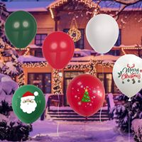 Paquete de 30 Globos Navideños de 12 Pulgadas, Impresos en Verde, Rojo y Blanco, con Texto de Feliz Navidad, Diseño de Árbol y Santa Claus, para Decoración de Fiestas
