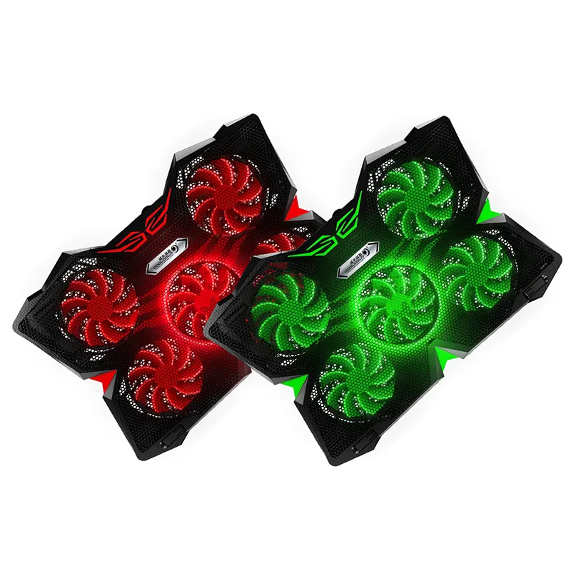 Zware Dual Usb Laptop Cooling Pad 5 Fans Hoge Snelheid Led Laptop Koeler Heatsink Voor 17.3Inch Gaming Notebook